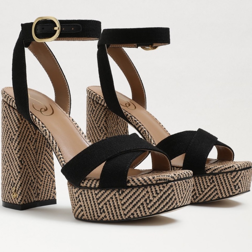🌸SAM EDELMAN🌸 Nolita Platform Sandal Black Linen Size: 9